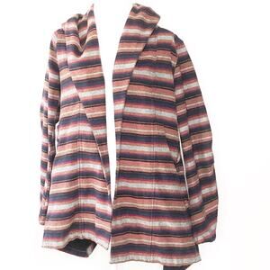 Obey Propaganda Hoodie Open Front Stripe Cotton Jacket No Belt